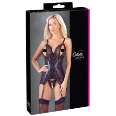 Cottelli - Lace Open Top & Thong Set (Black) - XL
