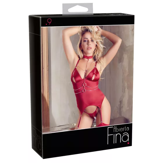 Abierta Fina - Sparkling Chain Top & Thong Set (Red)