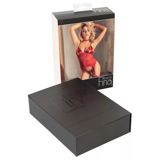 Abierta Fina - Sparkling Chain Top & Thong Set (Red)