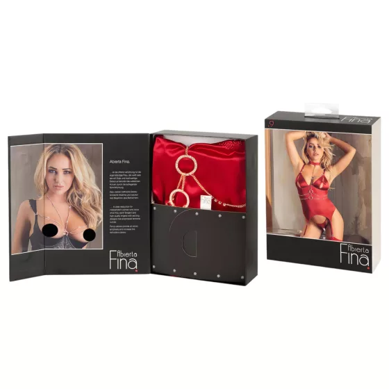 Abierta Fina - Sparkling Chain Top & Thong Set (Red)