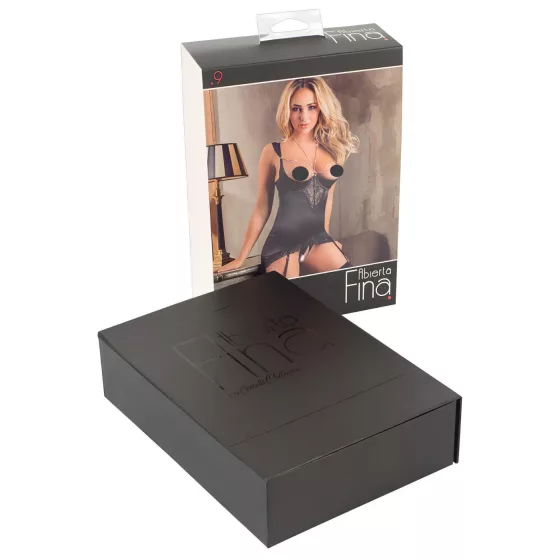 / Abierta Fina - Shimmering Chain Top & Thong Set (Black) - 85B/L