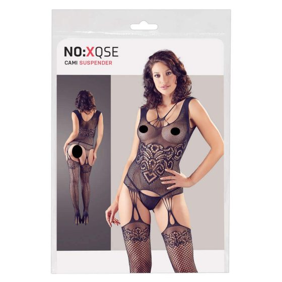 / NO:XQSE - abstract sleeveless underwear set with thong - black (S-L)