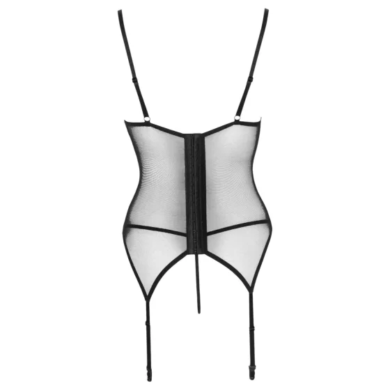 Cottelli - lace panel suspender corset with thong (red) - L