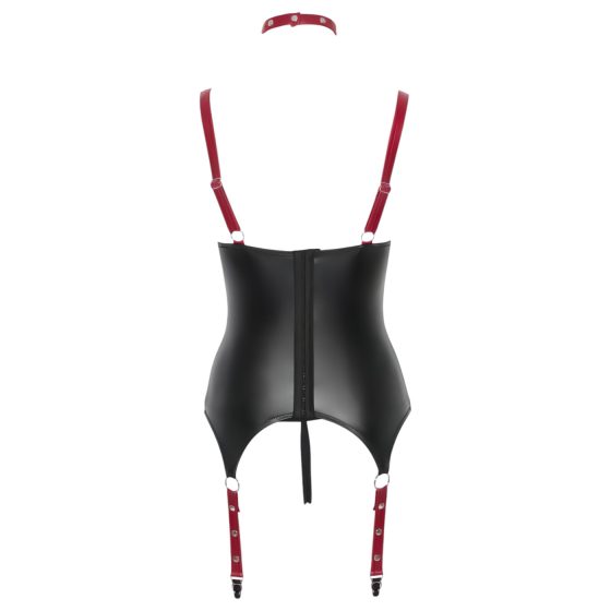 Cottelli Bondage - Shiny Lift-Up Top with Collar (Black)