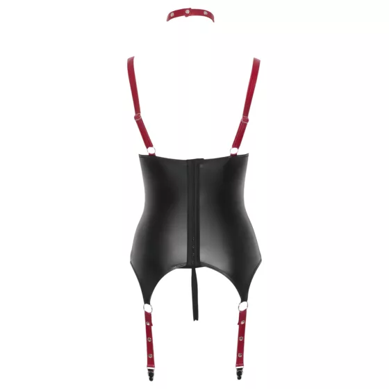 Cottelli Bondage - Shiny Lift-Up Top with Collar (Black) - L