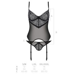   Passion Eco Zinnia - lace top and thong with suspender (black)