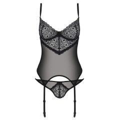   Passion Eco Zinnia - lace top and thong with suspender (black)