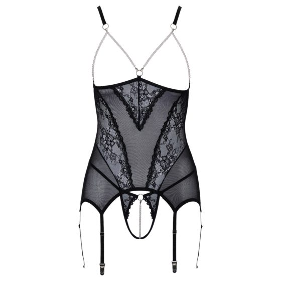 / Cottelli - Pearl-Adorned Open Top (Black)