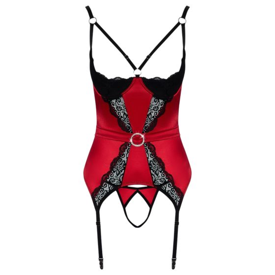 Cottelli - Red Lace Accent Lift Top Set - M