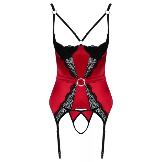 Cottelli - Red Lace Accent Lift Top Set - XL