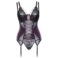 Cottelli Curves - Lace-Up Lingerie Set (Purple) - 90E/XL