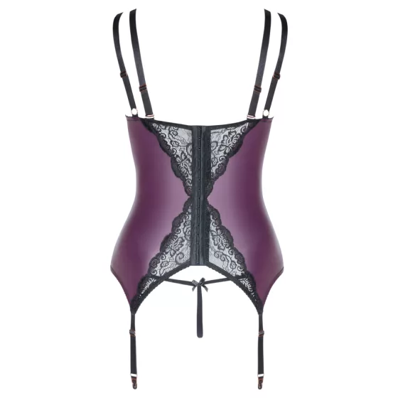 Cottelli Curves - Lace-Up Lingerie Set (Purple) - 90E/XL