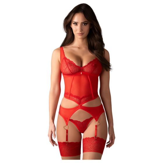 Obsessive Cupide Desire - Sheer Lace Top Set (Red)