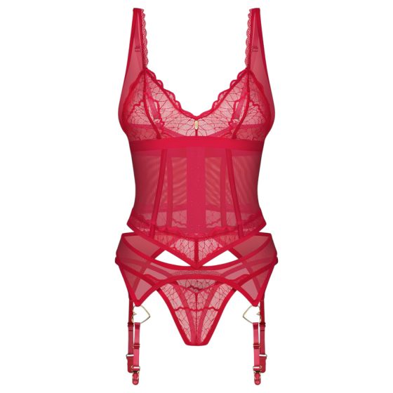 Obsessive Cupide Desire - Sheer Lace Top Set (Red)