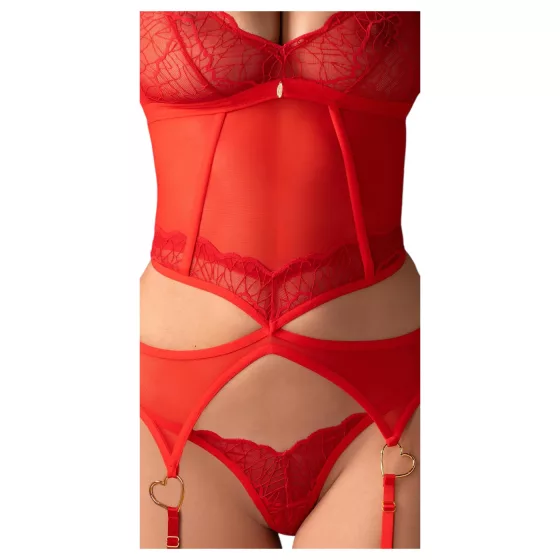 Obsessive Cupide Desire - Sheer Lace Top Set (Red) - XXL/XXXL