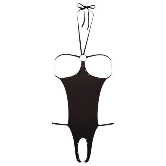 NO:XQSE - Open Rhinestone Bodysuit - Black (S-L)