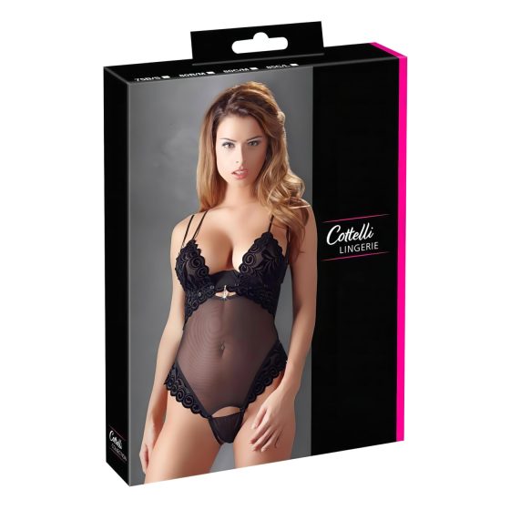 Cottelli - Velvet Adjustable Bodysuit (Black)