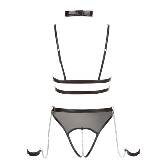 Cottelli Bondage - Strappy Open Body with Chains (Black)