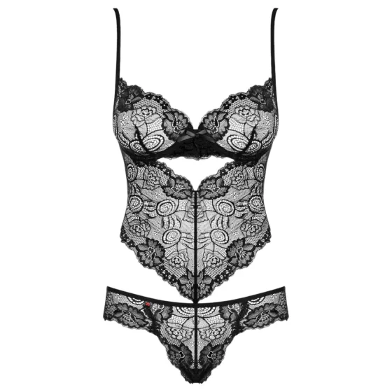 Obsessive Alluria - Floral Lace Bodysuit (Black) - L/XL
