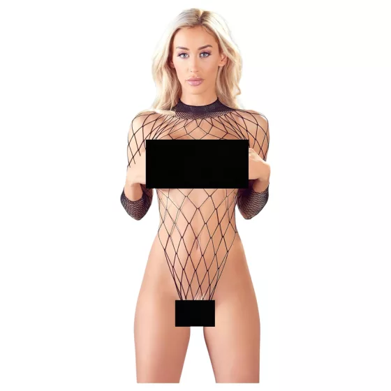 NO:XQSE - long-sleeved black fishnet bodysuit (S-L)