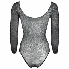 NO:XQSE - Long-Sleeve, Glitter Mesh Bodysuit - Black (S-L)