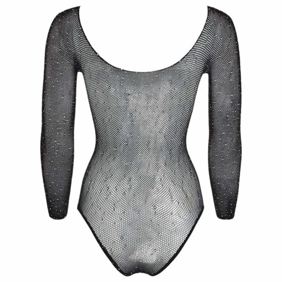 NO:XQSE - Long-Sleeve, Glitter Mesh Bodysuit - Black (S-L)