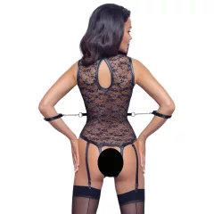 Cottelli Bondage - Lace Bodysuit with Straps (Black) - XL