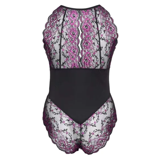 Cottelli Plus Size - Floral Bodysuit (Black-Purple) - 2XL