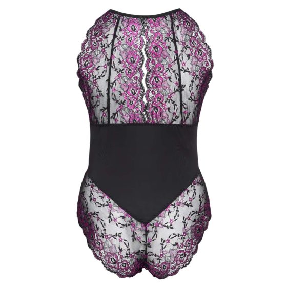 Cottelli Plus Size - Floral Bodysuit (Black-Purple) - 3XL
