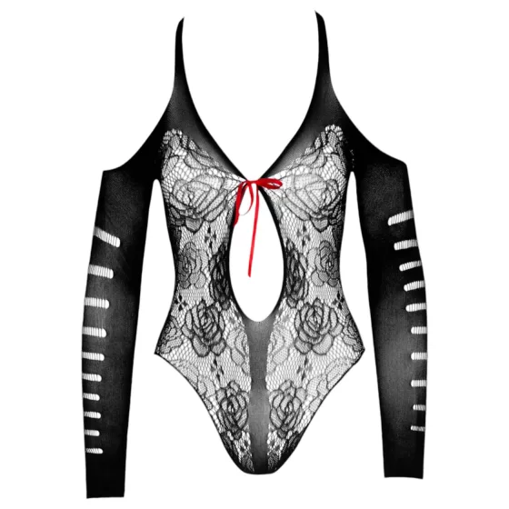 NO:XQSE - black bow long-sleeve bodysuit (S-L)