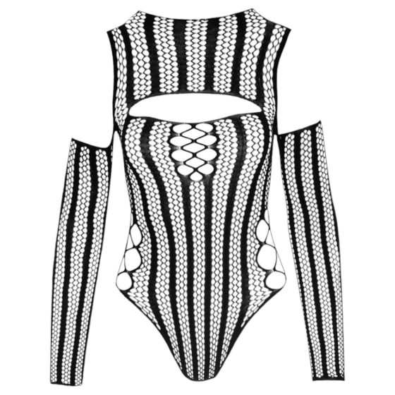 NO:XQSE - Long Sleeve Fishnet Bodysuit - Black (S-L)