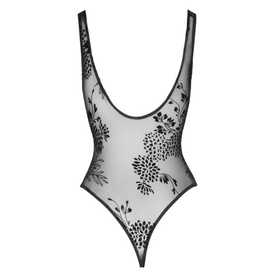 Noir - Sheer Floral Bodysuit (Black)