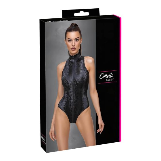 Cottelli Party - Black Snakeskin Pattern Bodysuit
