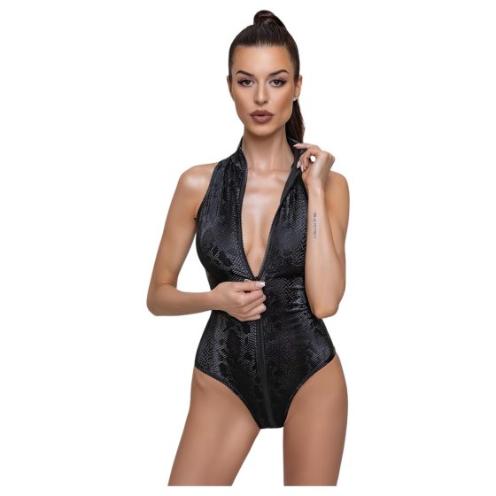 Cottelli Party - Black Snakeskin Pattern Bodysuit