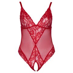 Cottelli Curves - Sheer Lace Bodysuit (Red)