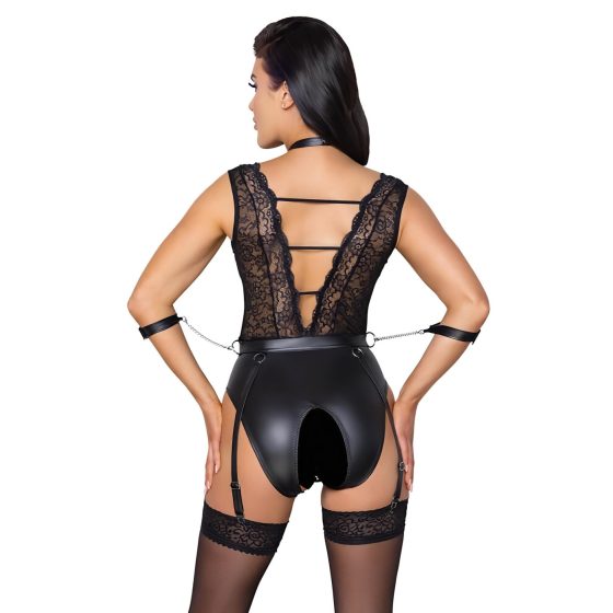 Cottelli Bondage - Lace Halter Bodysuit (Black) - M