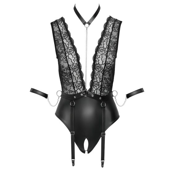 Cottelli Bondage - Lace Halter Bodysuit (Black) - L