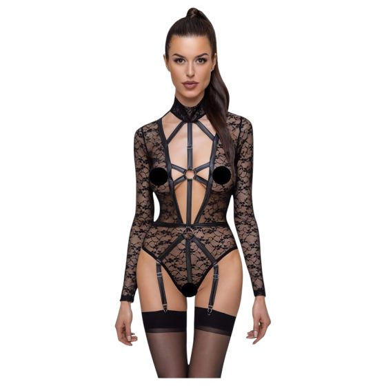 Cottelli - Sheer Strappy Bodysuit (Black) - M