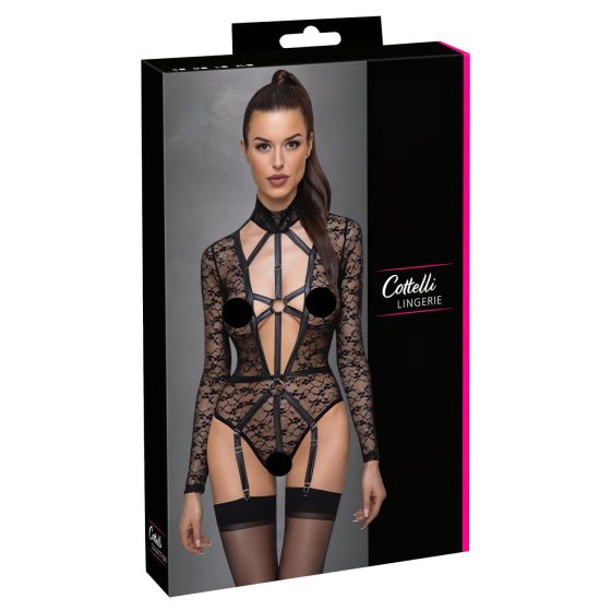 Cottelli - Sheer Strappy Bodysuit (Black) - M