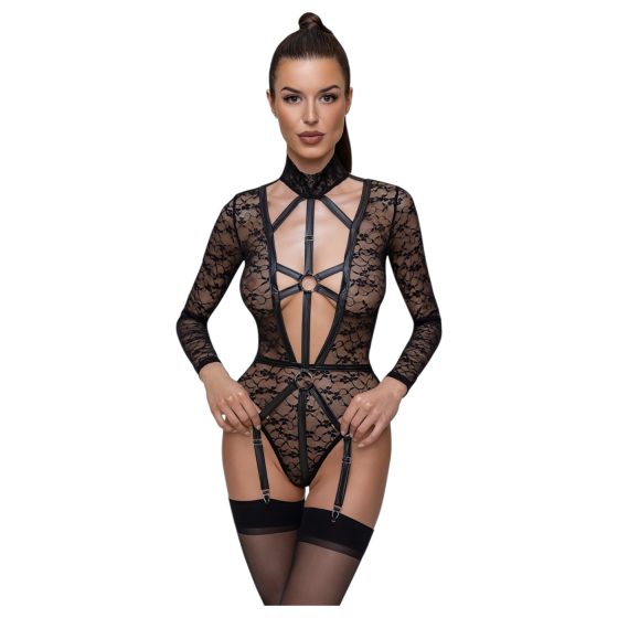Cottelli - Sheer Strappy Bodysuit (Black) - M