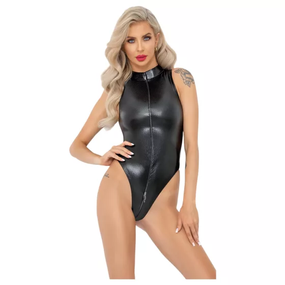 Noir - Black Snake Print Bodysuit - XL