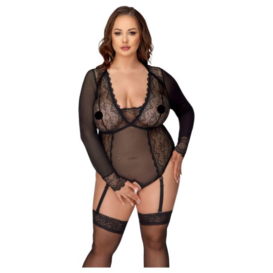 Cottelli Curves - Sheer Bodysuit (Black)