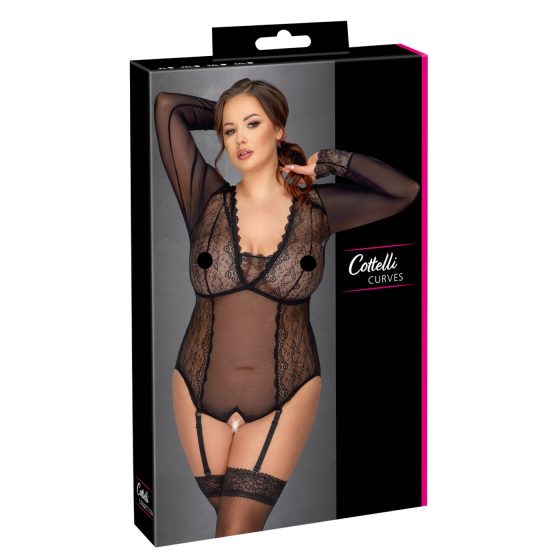 Cottelli Curves - Sheer Bodysuit (Black)