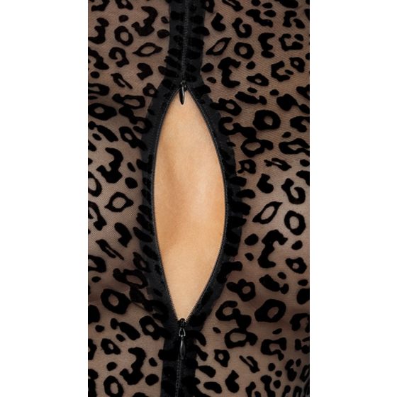 Noir - leopard print long sleeve body (black)
