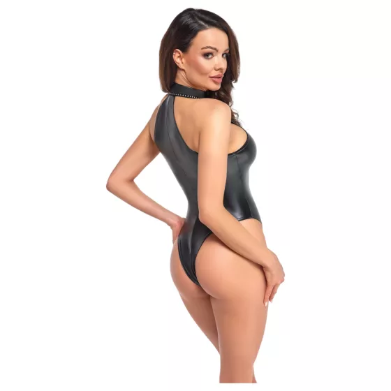 Noir - Shiny Halter Neck Bodysuit (Black) - XL