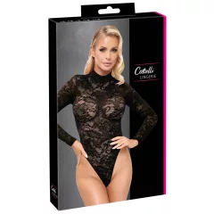 Cottelli - long-sleeved lace bodysuit (black) - S - XL