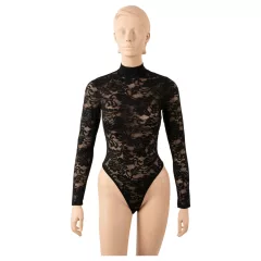 Cottelli - long-sleeved lace bodysuit (black) - S - XL