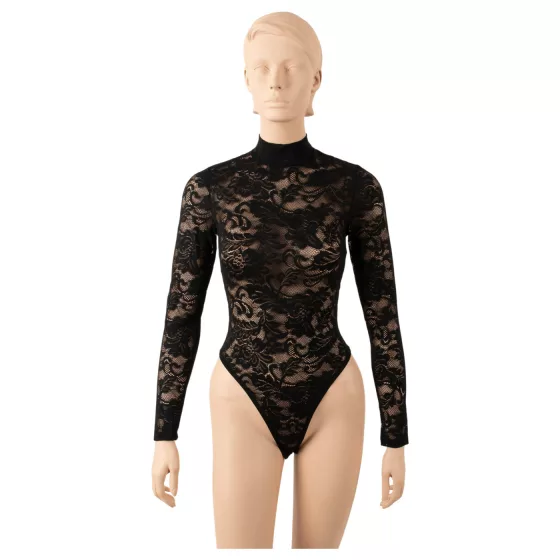 Cottelli - long-sleeved lace bodysuit (black) - S - XL