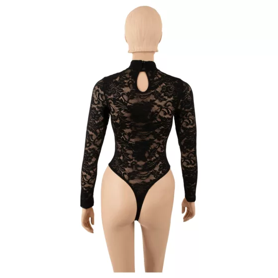 Cottelli - long-sleeved lace bodysuit (black) - S - XL