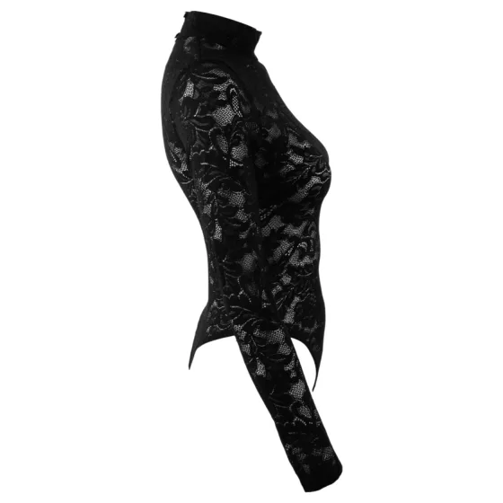 Cottelli - long-sleeved lace bodysuit (black) - S - XL
